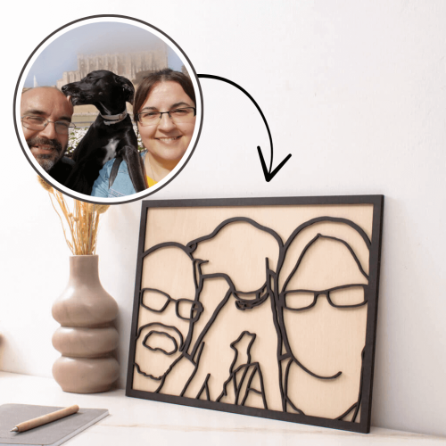 Fotomadera silueta pareja madera negro y haya