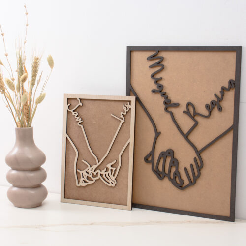 Cuadro Madera Personalizado Manos Entrelazadas con Nombres