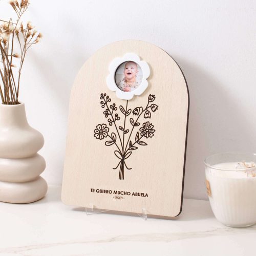 Placa-de-madera-flores-con-foto-abuela-2