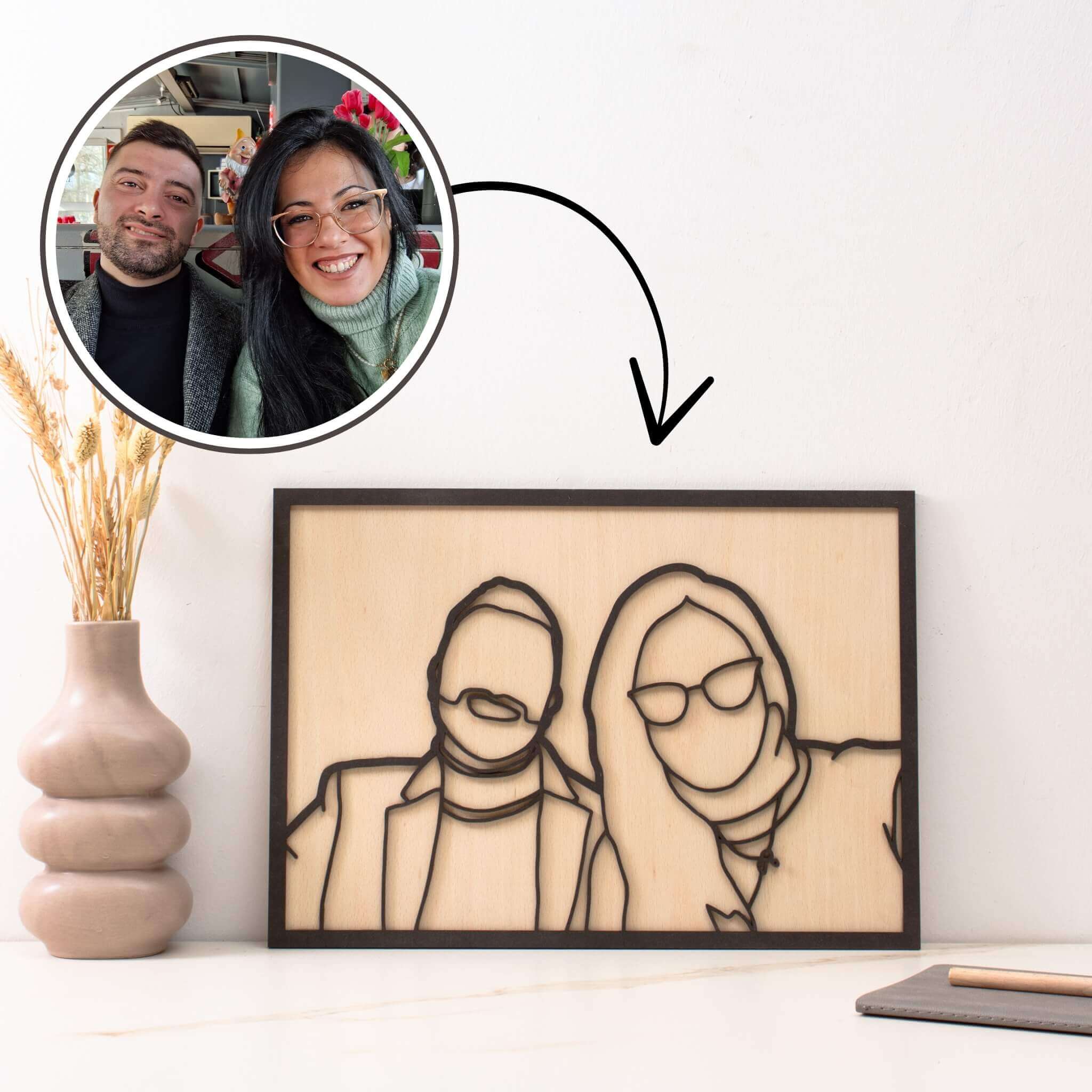 Fotomadera Pareja – Vuestra silueta en madera para siempre